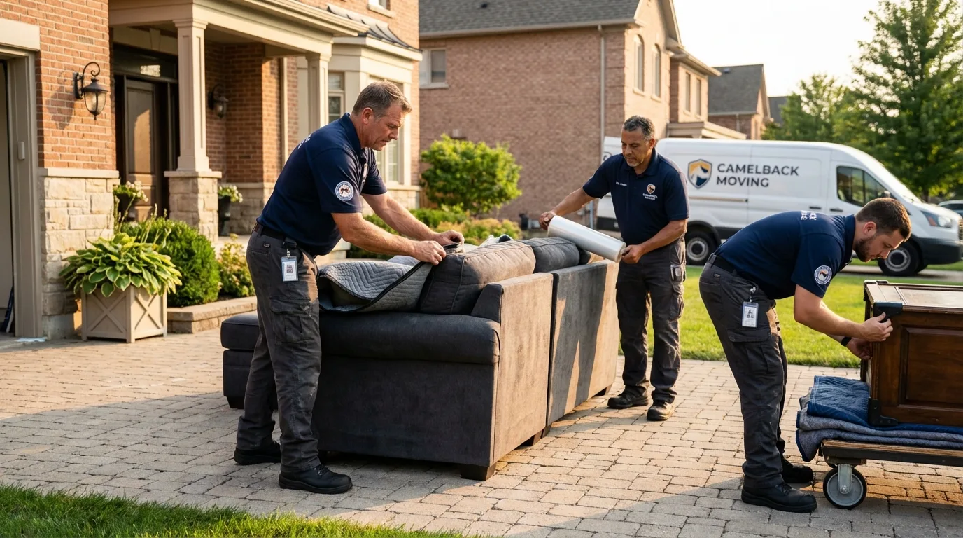 Large estate moving crew wrapping furniture in Shelby, AL